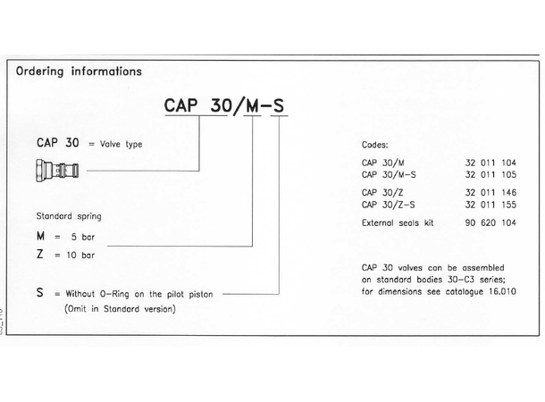 Tilbakeslagsv. pilotstyrt, CAP 30/M 40l/min 3,5bar