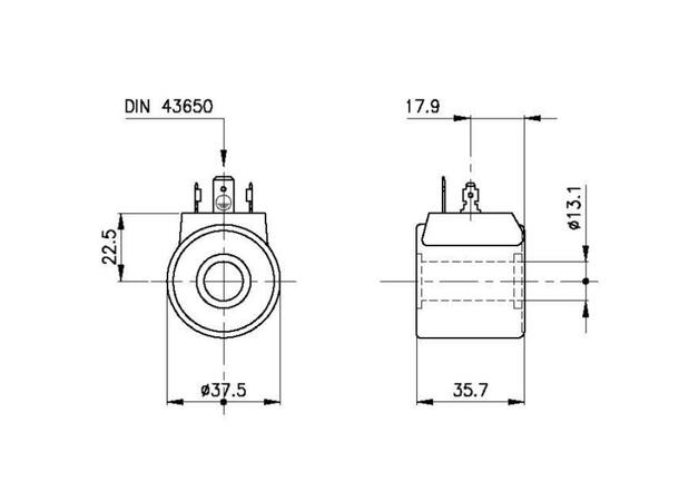 Spole for 20 serien, 12V Ø13,1x35,7 B20-12C-18H