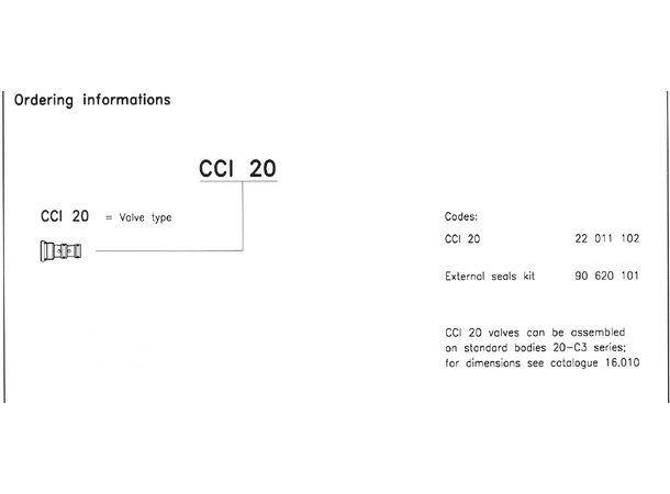 Skyttelventil, CCI 20 20l/min