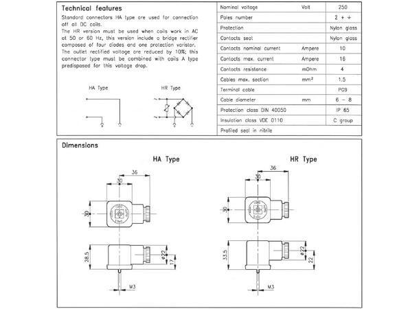 Spolekontakt FORM A, uten elektronikk 250V DC, 2P+J